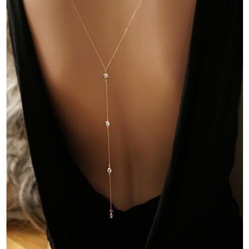 Women Boho Gold Silver Beach Bikini Bib Crystal Wedding Summer Dress Backdrop Back Necklace Wholesale Jewelry