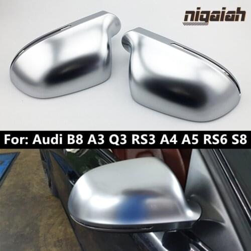 Pair Matte Chrome Mirror Cover for Audi B8 A3 A4 A5 A6 A8 S8 Q3 RS6 Rearview Side Door Mirror Caps Housing Side Lane Assist