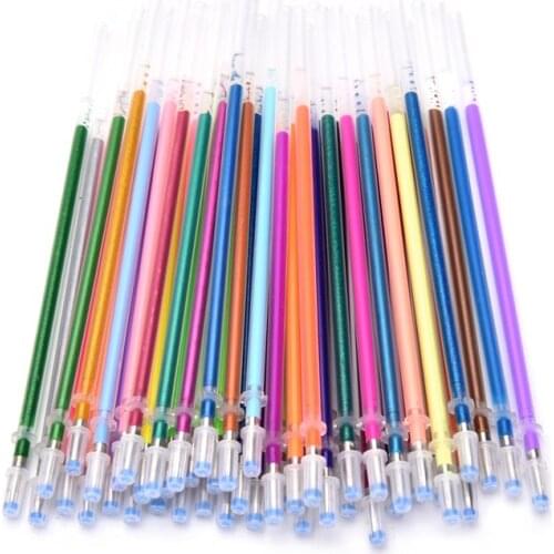 12/24/36/48PCS A Set Flash Ballpint Gel Pen Highlight Refill Color Full Shinning Refill Painting Pen School Office Sets On Sale