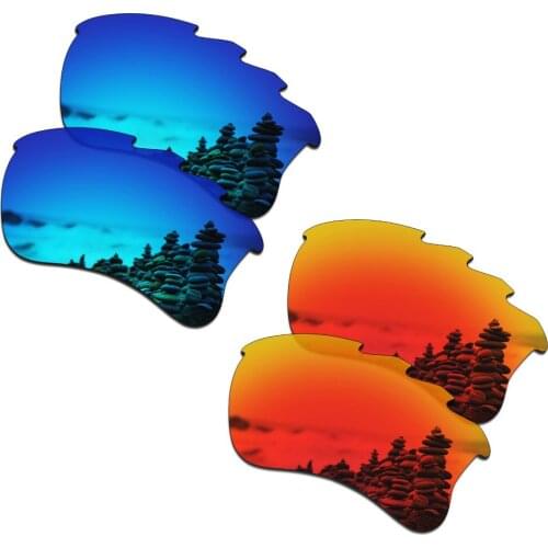SmartVLT 2 Pairs Polarized Sunglasses Replacement Lenses for Oakley Flak Jacket XLJ Vented Ice Blue and Fire Red