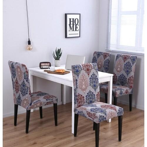 4PCS Flower Printing Removable Chair Cover Stretch Elastic Slipcovers Restaurant Weddings Banquet Folding Hotel Chair Covering