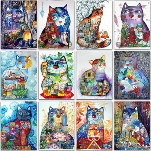 5D Diamond Painting Cartoon Kit Cat Animal kitten Flower butterfly Home Decor Full Square&Round embroidery mosaic Cross stitch