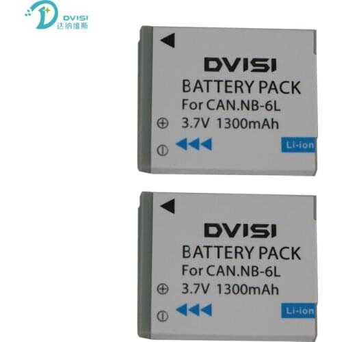 2Pcs 3.7V 1.3Ah NB 6L NB-6LH Li-ion Battery For Canon Power-shot SX520 HS SX530 SX600 SX610 SX700 SD770 SX710 IXUS 85 95 200 210