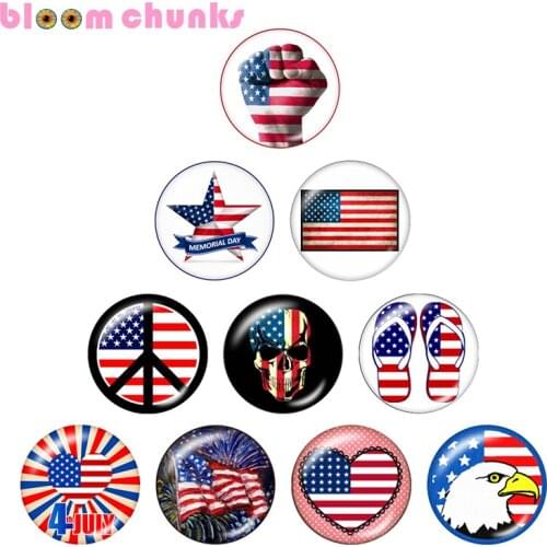 American Victory Day 4july 10pcs mixed 12mm/18mm/20mm/25mm Round photo glass cabochon demo flat back Making findings S3897