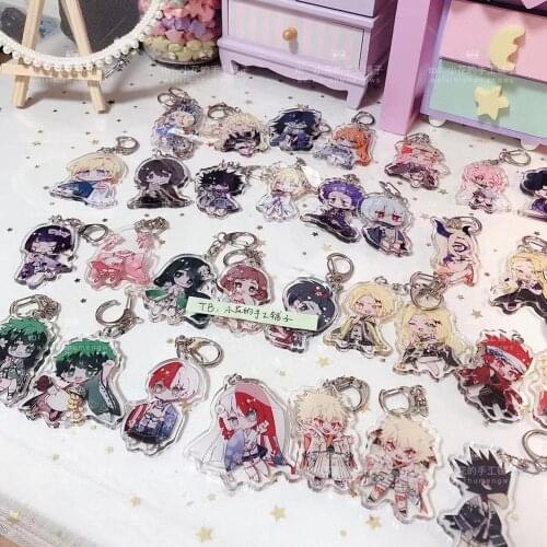 Anime My Hero Academia Asui Tsuyu Kirishima Eijiro Keychain 6cm Cosplay Acrylic Figure Keyring Kids Collection Toy