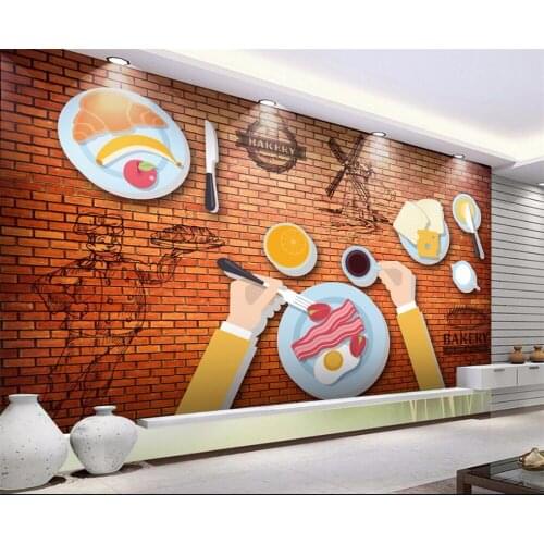 Beibehang Large Custom Wallpaper 33D Brick Wall Western Restaurant Fast Food Restaurant Early Dairy Tea Tooling Background Wall