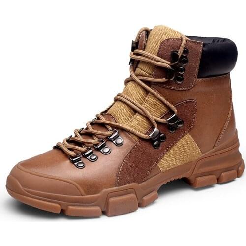 Motorcycle boots Punk Boots Men Winter Boots Men Outdoor Activity Sneakers Boots Lace Up High Top Fashion Shoes Men Safety Boots