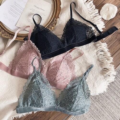 Only a bra ,Bralette Seamless Deep V Lace Bra Wireless Thin cotton Underwear Sexy Lingerie Soft Push Up Bras For Women Hot