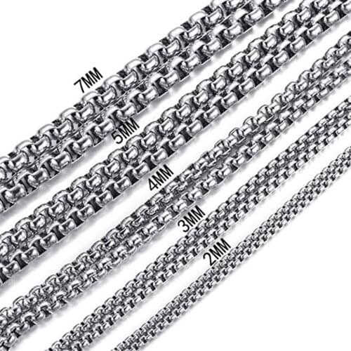 Wholesale 7-40" Rope Chain 316L Stainless Steel Necklaces Box Link Necklace Or Bracelet Men Women Jewelry 2/3/4/5/7MM Daily Wear