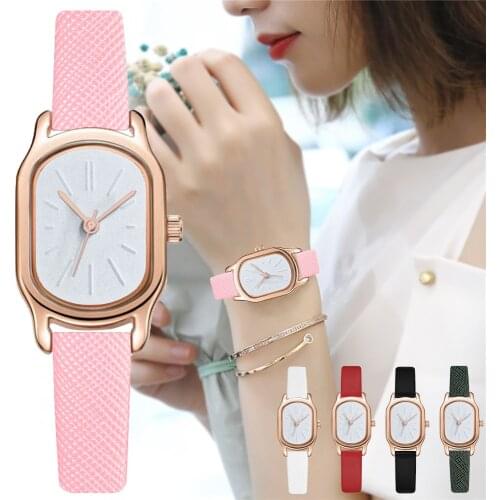 Elegant Rectangle Women Watches Rose Gold Vintage Leather Strap Female Wristwatch Clock Gift Zegarek Damski