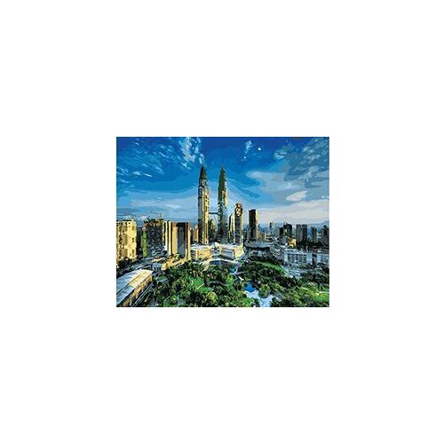 Cioioil-T502 Twin Towers Kuala Lumpur coloring by numbers on canvas hand painted cuadros picture painting for wall decor