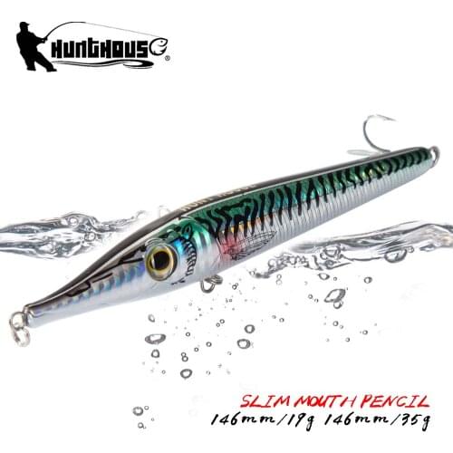 Hunthouse Fishing Lure Needle Pencil Lures Long Casting Pencil Bait 146mm 19g 35g Floating And Sinking Two Kinds Stickbaits