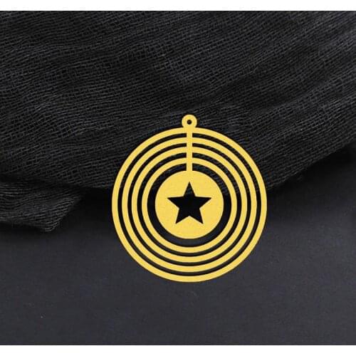 Handmade Jewelry Making Supplies Pendant Star Circle Laser Cut Metal Raw Brass Charms For DIY Necklace Earrings 1168