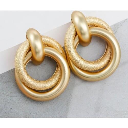 Lifefontier Matte Gold Round Twisted Knot Drop Earrings For Women Statement Geometric Earrings Design Fashion Jewelry