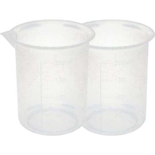 Kitchen Lab Graduated Beaker Clear Plastic Measuring Cup Thicken with Cap Measuring Jug 200mL 2pcs