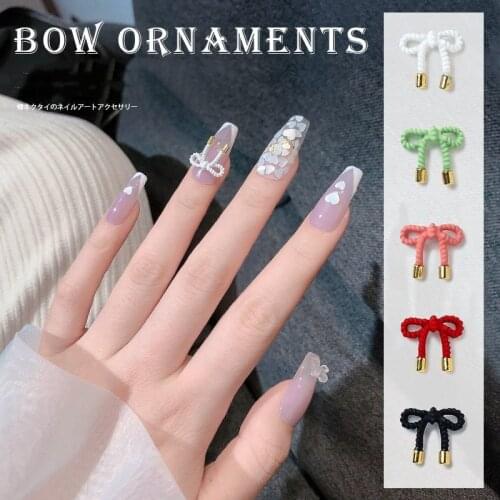 2pcs Metal bowknot 3D Nail Decoration Metal Nail Art Decoration Pearl DIY Design Floral Decorations Manicure Set for Nails