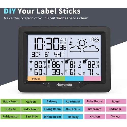 Newentor Q5 Weather Station With 3 Sensors Indoor Outdoor Digital Weather Station Wireless Forecast Sensor Hygrometer Humidity