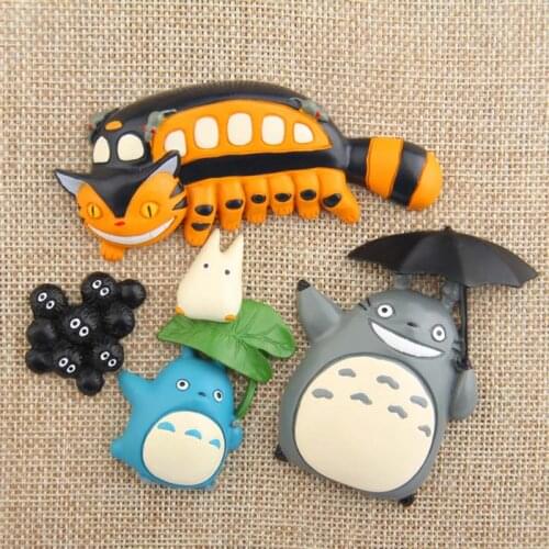 Cartoon Cute Gili Cat Briquettes Chirp Station Green Leaf On Blue Totoro Umbrella Totoro Bus Fridge Magnet Home Decor Gift