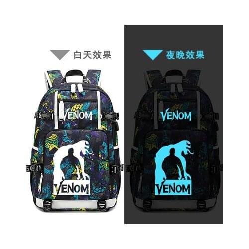 Fashion Printing laptop bag Men Travel bags casual USB Charging knapsack schoolbag venom Oxford Backpacks
