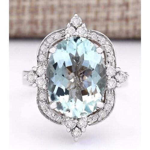 Fashion Jewelry Women Light Blue Zircon Wedding Rings Bridal Ring