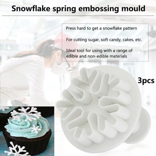 2021 New Plastic 3pcs Snowflake Plunger Mold Cake Decorating Tools Cookie Cutters Fondant Cake Decorating Sugarcraft Cutter