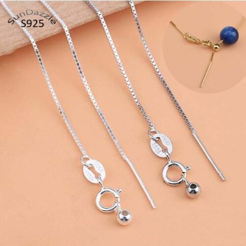 3pcs Genuine Real Solid 925 Sterling Silver Necklace with Needle Silicone Bead DIY Jewelry Making Women Box Chain Necklaces