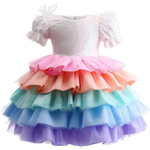 Baby Girls Sequins Summer 5 Layer Mesh Tutu Dresses for Birthday Party Dress Up Clothing Children Summer Short Sleeveless Dress