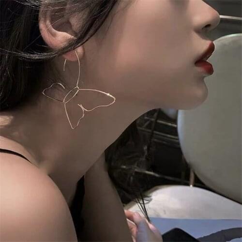 Hollow Butterfly Earrings Ins Temperament Show Face Thin Geometric Exaggerated Fashion Fun Cold Style Earrings