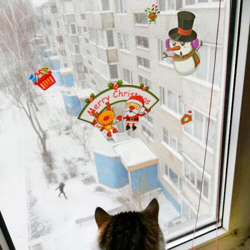 New Year 2020 Christmas Removable Window Glass Sticker Merry Christmas Decorations for Home Santa Navidad 2019 Natal Noel Gift
