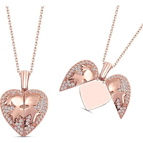 Name Post Opens Winged Silver Heart Necklace DN206