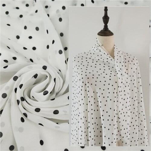 Polka Dot Chiffon Dress Sun Protection Shirt Beach Skirt Veil 5mm Polka Dot Printed Chiffon Fabric