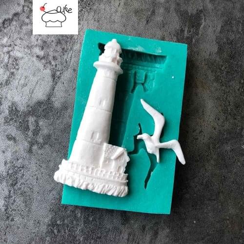Lighthouse shape silicone mold DIY fondant cake soft candy baking utensils K071