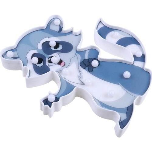 Cute Raccoon Shaped LED Night Light Warm White Luminous Table Night Lamp Bedroom Nursery Family Bedside Interior Decoration