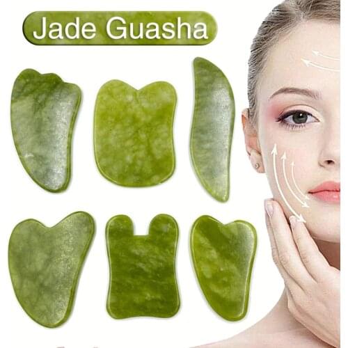 Green Natural Jade Guasha Scrapping Plate Gua Sha Massager Face Meridian Scrapping Plate Piece Massage Tools Arm Massage Tool