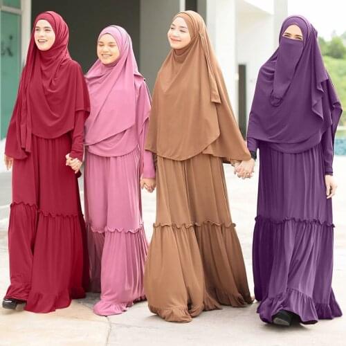 Cake Style Islamic Abaya Dubai Kaftan Muslim Cardigan Abayas Dress Women Casual Robe Femme Caftan Islam Clothes With Scarf F2646