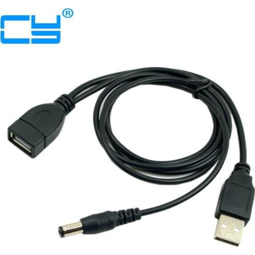 USB 2.0 A Type Male to Female Extension Data Cable With Extra DC 5.5*2.1mm Power Plug