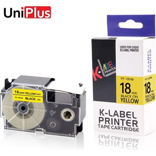 UniPlus XR-18YW Replace Casio XR 18YW PT-18YW Black on Yellow 18mm Label Tapes for Kingjim KL-880BU KL-880 KL-9000 KL-A40 Print