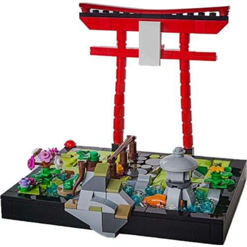 MOC Japanese Garden Famous Scenic Spot Bird House Creative City Building Block Model Bricks Bulk Model Educational Kids Toys