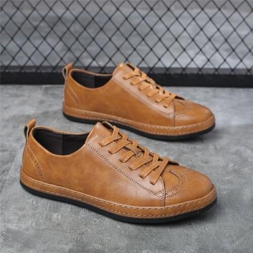 Yomior New Spring Vintage Casual Men Shoes Lace-Up Breathable Loafers Designer Shoes Flats Men Fashion Sneakers British Big Size