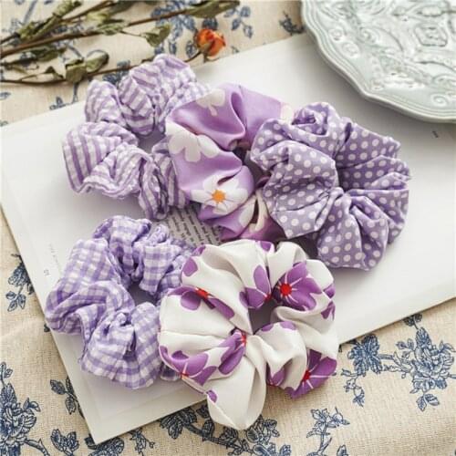 2021 Women Elegant Purple Series Elastic Hair Bands Ponytail Holder Scrunchie Rubber Band Fashion Hair Accessories Hair Ties