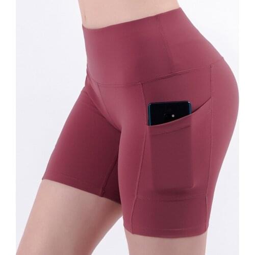 Women Gym Shorts High Waist Push Up Cycling Sport Leggings Phone Pockets For Femme Running Fitness Trainning Yoga Short Pants