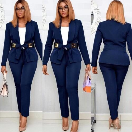 Plus Size Blue Blazer Suits Sets Slim Fit Fashion Mother of the Bride Prom Party Guest Bridal Wedding Wear Jacket+Pants