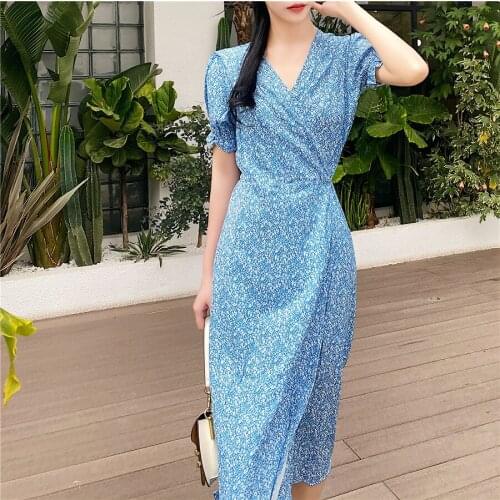 Summer Woman Big Size Maxi Long Elegant Floral Short Sleeve V Neck Dress YOU202
