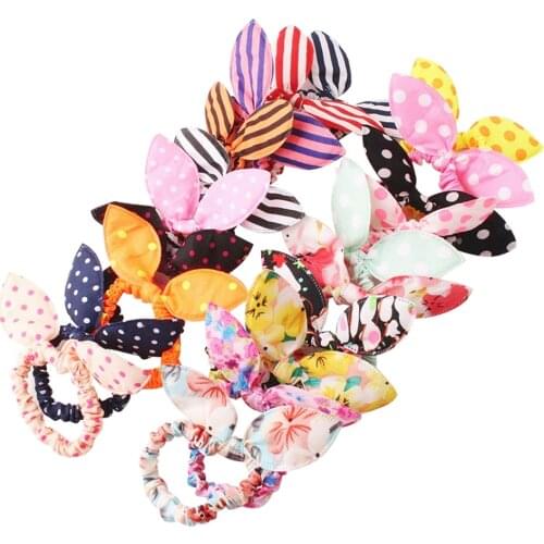1SET Mix Styles Children Hair Band Cute Polka Dot Bow Rabbit Ears Headband Scrunchy Kids Hair Tie Hair Accessories