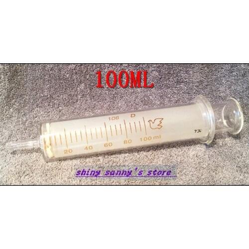 1Pcs 100ml Glass Syringe Large Diameter Injector Glass Sampler Brand New