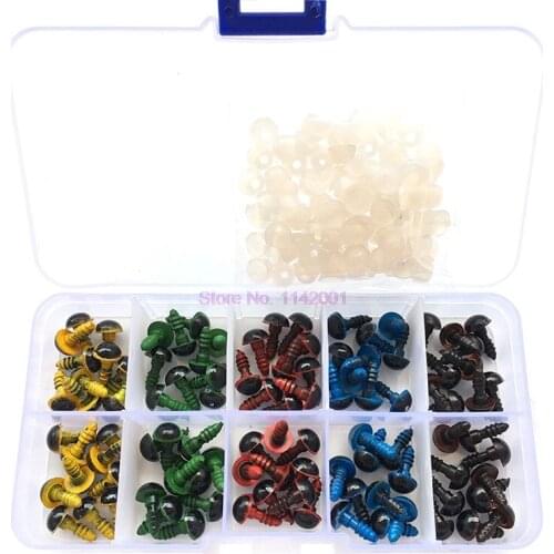 100set 5 Colors-Mix 8mm Plastic Safety Eyes Box for Bear Stuffed Toy Snap Animal Puppet Doll Craft DIY