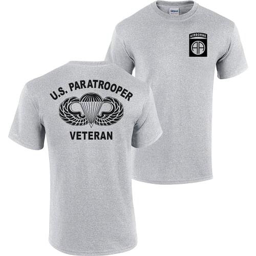 2019 Fashion Summer Style 82nd Airborne Army Paratrooper Veteran Jump Wings Blacked Out Grey T-Shirt USA NEW Tee shirt