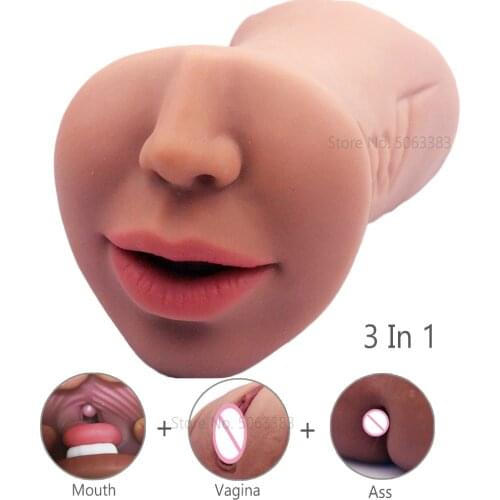 Real Deep Throat Mouth Blowjob Male Masturbator Soft Tongue Oral Cup Vagina Masturbation Aircraft Pussy Pocket Sex Toys For Men