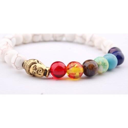 8mm white Punk multicolor Agate Chakra Healing Reiki Buddha Yoga Bracelet elastic adjustable Volcanic Stone Bangles re3fr34