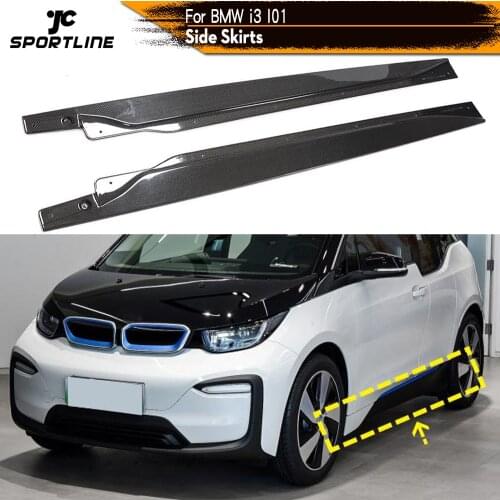 Car Side Skirts Body Kits for BMW i3 I01 2014 - 2020 Carbon Fiber Car Door Bumper Lip Side Skirts Extension Lip Aprons Body Kits